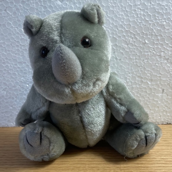 Vintage Steven Smith Rhino Plush Gray Realistic Rhinoceros 7 inch Stuffed Animal - Picture 1 of 8